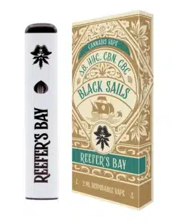 Bay Blend Disposable Vape - Black Sails - 2ml - Black Sails delivers the ultimate relaxation with a euphoric boost.


 	Lab-tested by an accredited 3rd party Lab
 	No MCT, PG, VG, PEG, vitamin E, or other cutting agent
 	95% Delta 8 Dominant Blend: Delta 8, HHC, CBN, CBC + 5% terpenes
 	2ml disposable ceramic core vape

