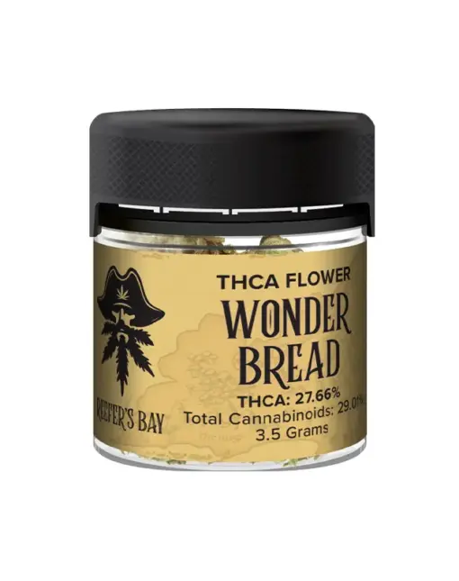 THCA Flower - Wonder Bread - Wonder Bread is a hybrid strain that's as delightful as its name suggests. With its uplifting and creative effects, it's like a burst of citrusy, sweet, and earthy flavors. As a relative of a Bob Marley favorite, it’s no wonder that this Wonder Bread is one of the heavy hitters in our lineup.
Genetics: Great White Shark x Lamb’s Bread
Strain: Hybrid
Effects: Uplifting, Euphoric, Creativity, Happy, Energetic, Focus
Flavors: Citrus, Sweet, Earthy
THCA Content: 27.66%